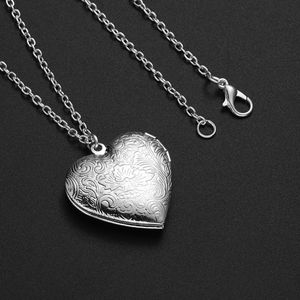 Stainless Steel I Love You Heart Locket Photo Pendant Necklace Gift Men Women's
